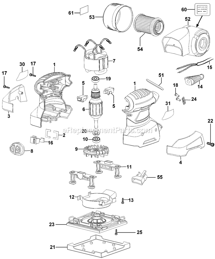 Black and Decker QS1000-B2C (Type 1) Sander Power Tool Page A Diagram